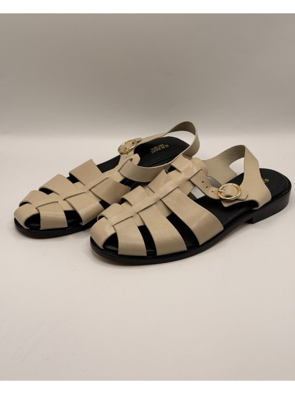 G.H. Bass Womens Fisherman Off White Leather Sandal Sz 9.5